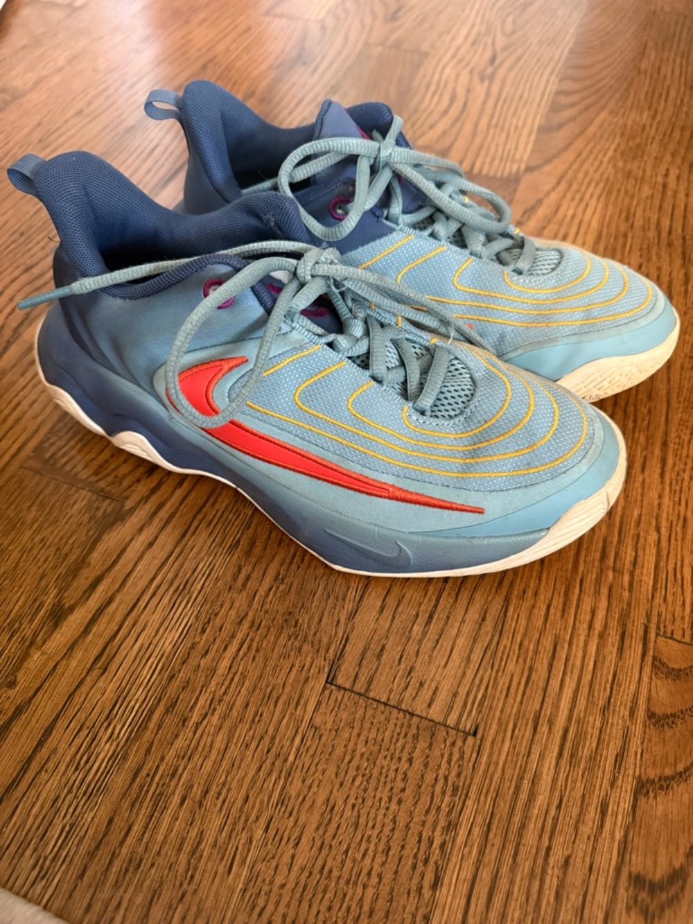 Nike Kids Light Blue Sneakers with Red Accent